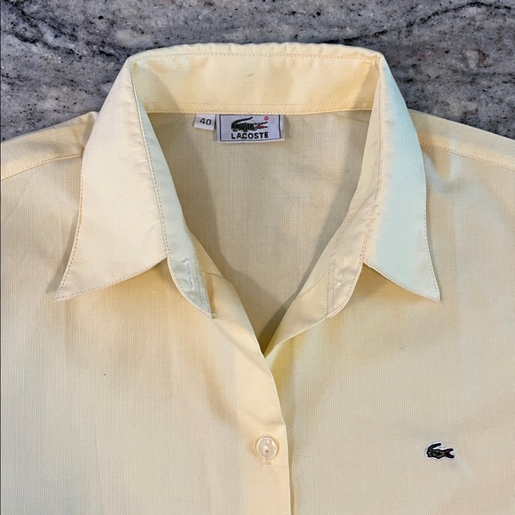 Like New 🌻 Lacoste Cotton Twill Button Down Shirt in Pastel Yellow Sz 40 - Picture 3 of 7